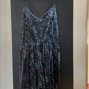 Cross back blue velvet romper